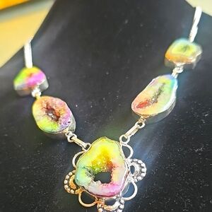 Multicolor Geode Necklace 925